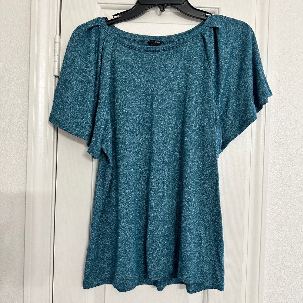 Ann Taylor Teal Shimmer Short Sleeve Blouse